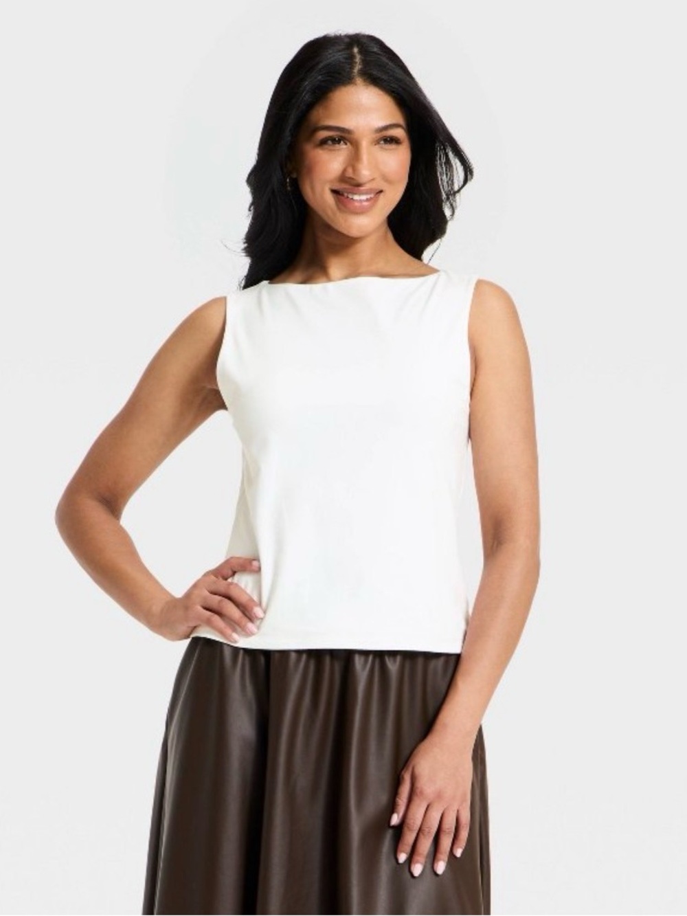 NWT A New Day Women's Sculpt Boat Neck Tank Top- White- Small